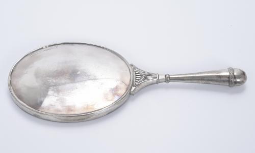 LOUIS XVI STYLE SILVER HAND MIRROR BY MASRIERA, 20TH CENTUR