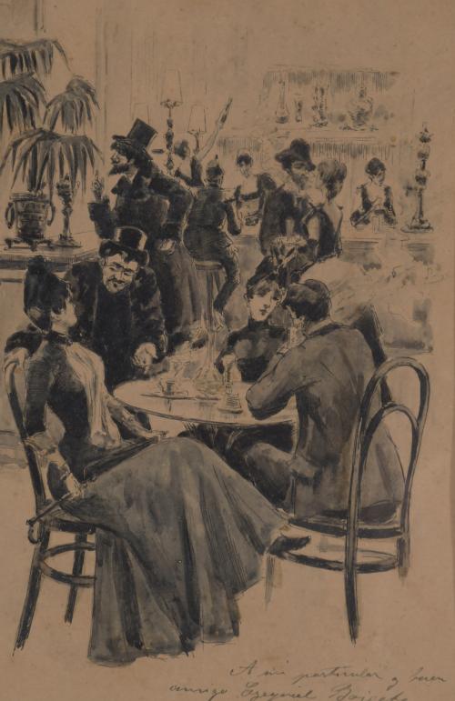 MARIANO OBIOLS DELGADO (c.1860-1911) "UN BAR AMERICAIN", Pa