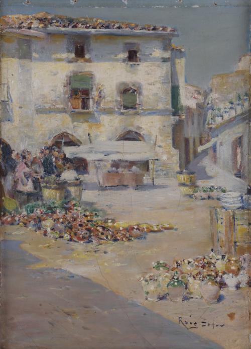JOAN ROIG Y SOLER (1852-1909). "POTTERY MARKET".