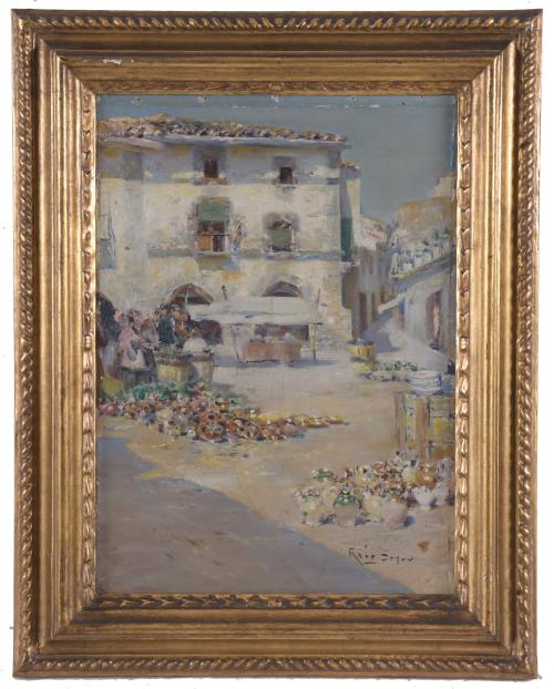 JOAN ROIG Y SOLER (1852-1909). "POTTERY MARKET".