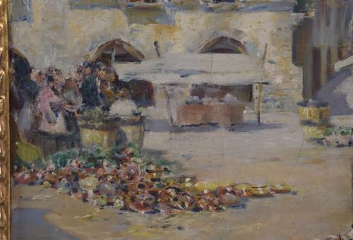JOAN ROIG Y SOLER (1852-1909). "POTTERY MARKET".