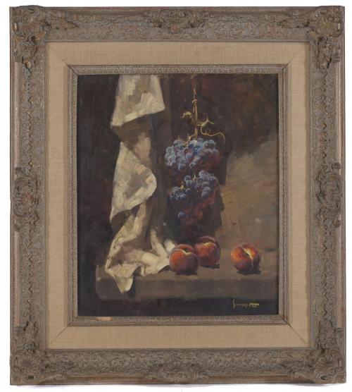 JOSEP SERRASANTA (1916-1998). "STILL LIFE WITH GRAPES AND P