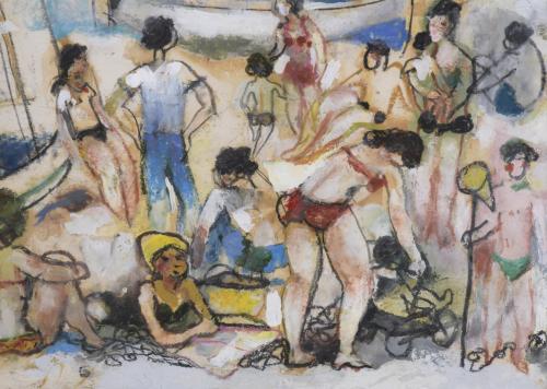 RAMÓN AGUILAR MORÉ (1924-2015). "FIGURAS EN LA PLAYA".