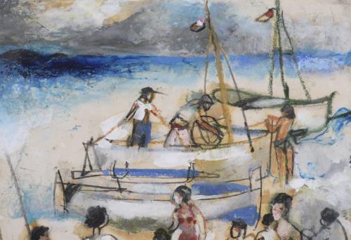RAMÓN AGUILAR MORÉ (1924-2015). "FIGURAS EN LA PLAYA".