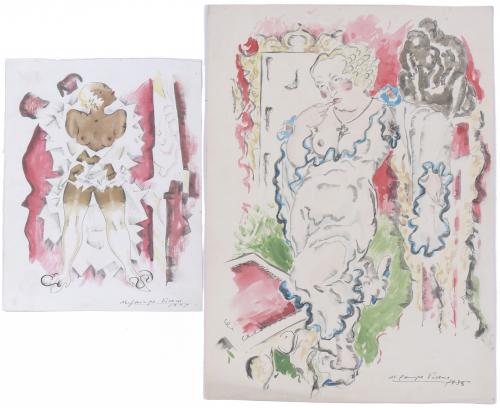 MANUEL CAMPS-VICENS (1906-1986).   PAIR OF EROTIC DRAWINGS, 1935.