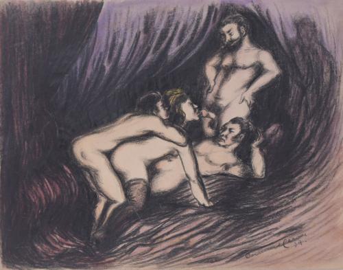 JOAN COMMELERAN CARRERA (1902-1992).  THREE EROTIC DRAWINGS