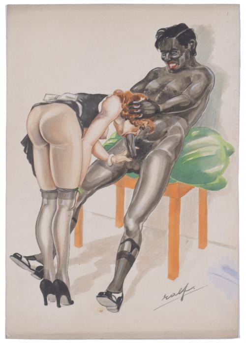 RALF (20TH CENTURY) EROTIC DRAWING.