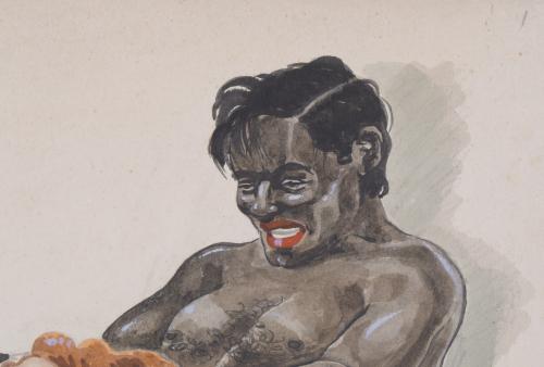 RALF (20TH CENTURY) EROTIC DRAWING.
