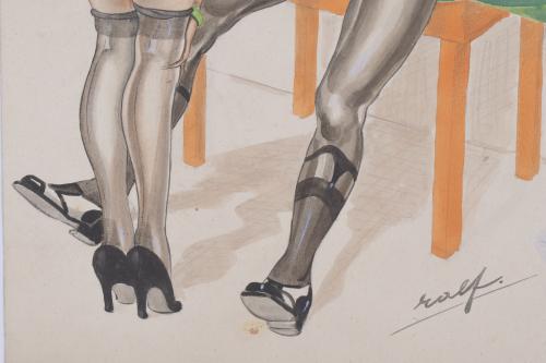 RALF (20TH CENTURY) EROTIC DRAWING.
