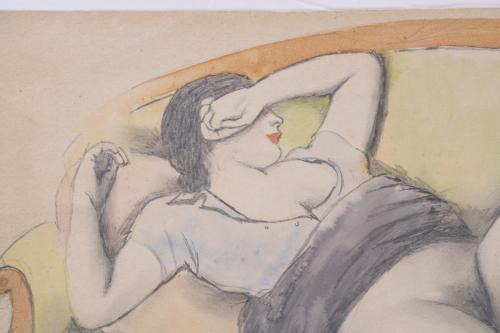 GARCÍA (20TH CENTURY). "WOMAN LYING DOWN".