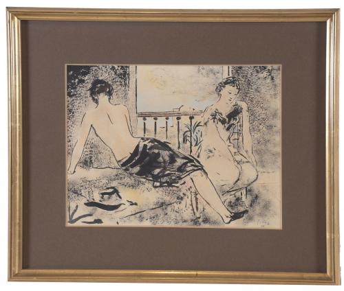 PERE PRUNA OCERANS (1904-1977). "GIRLS BY THE BALCONY", 197