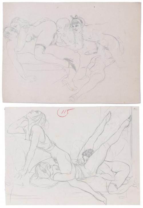 RICARD OPISSO (1880-1966). CUATRO DIBUJOS DE TEMÁTICA SEXUAL.