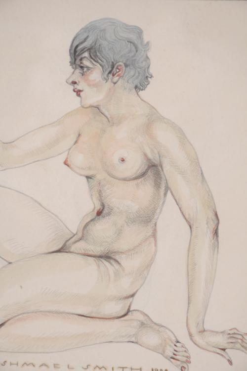 ISMAEL SMITH (1886-1972). "YOUNG NUDE IN PROFILE", 1928.