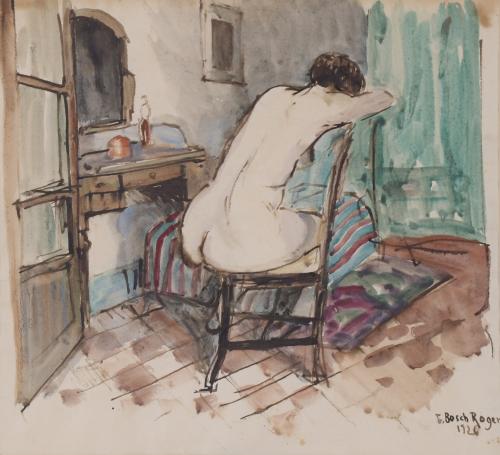 EMILI BOSCH ROGER (1894-1980). "NAKED GIRL SEATED BACKWARDS", 1926.