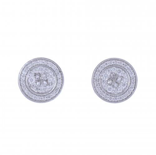 PENDIENTES ROSETONES DE DIAMANTES.