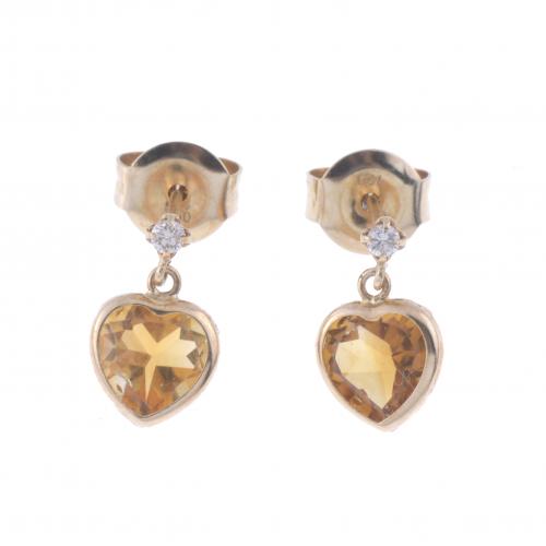 PENDIENTES CORAZÓN DE CITRINO.
