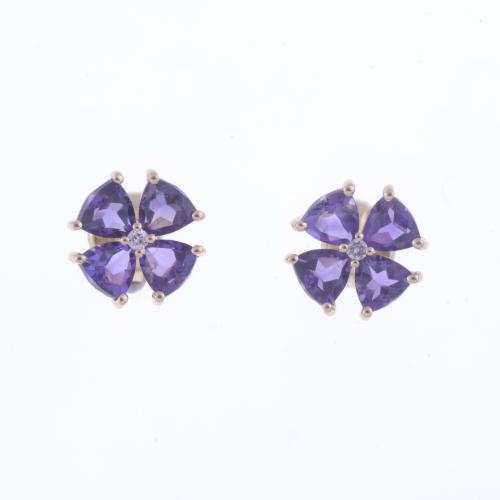 PENDIENTES FLORALES CON AMATISTAS.