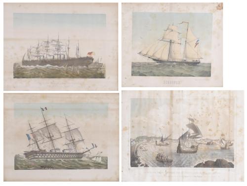 FOUR PRINTS FROM THE 19TH CENTURY, ONE OF WHICH IS A SPANISH EDITION AND THE OTHER THREE ARE GERMAN. 