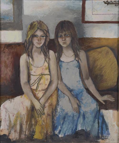 RAMÓN AGUILAR MORÉ (1924-2015). "GIRLS SEATED", 1983.