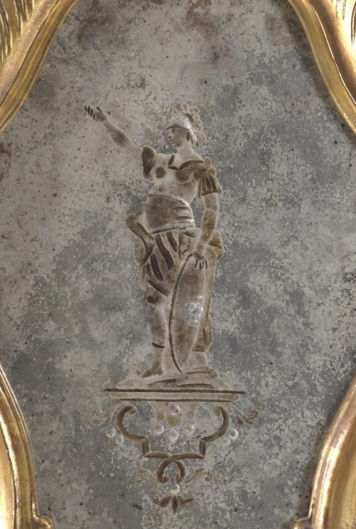SMALL ALPHONSINE STYLE ORNAMENTAL MIRROR, 20TH CENTURY