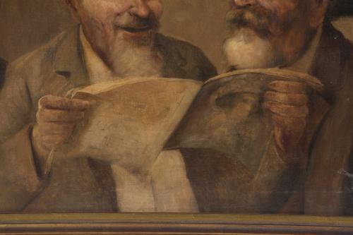 20TH CENTURY CATALAN SCHOOL. "READING THE NEWSPAPER".