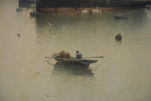 19TH CENTURY CATALAN SCHOOL. "PORT SCENE".