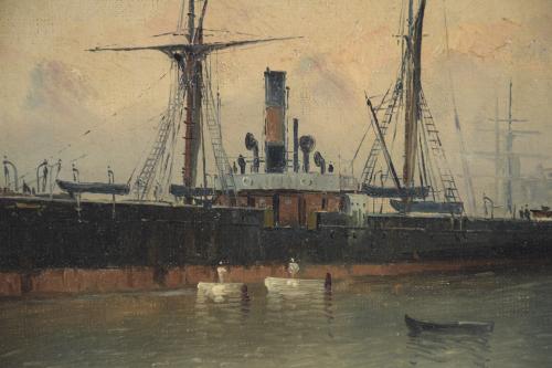 19TH CENTURY CATALAN SCHOOL. "PORT SCENE".