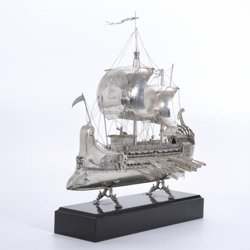 GREEK GALLEY FROM THE 5th CENTURY BC. IN SPANISH SILVER, 20