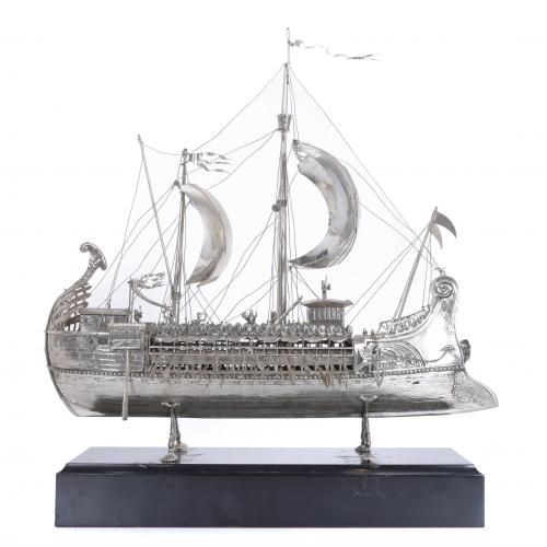 GREEK GALLEY FROM THE 5th CENTURY BC. IN SPANISH SILVER, 20