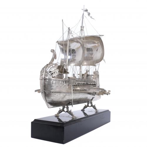 GREEK GALLEY FROM THE 5th CENTURY BC. IN SPANISH SILVER, 20