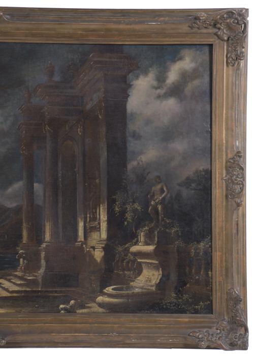 18TH CENTURY ITALIAN SCHOOL. "SEASCAPE AND RUIN".