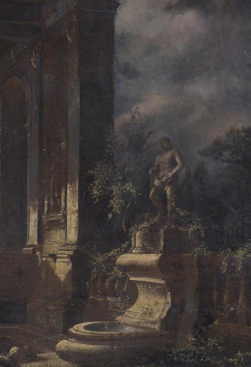 18TH CENTURY ITALIAN SCHOOL. "SEASCAPE AND RUIN".