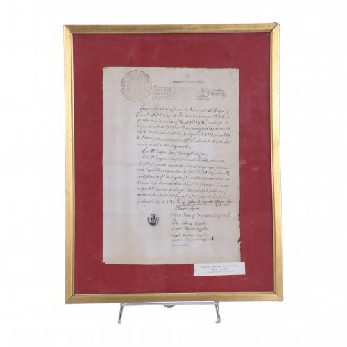 NOTARIAL DOCUMENT WITH THE STAMP OF FERDINAND VII, 1810.