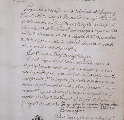 NOTARIAL DOCUMENT WITH THE STAMP OF FERDINAND VII, 1810.