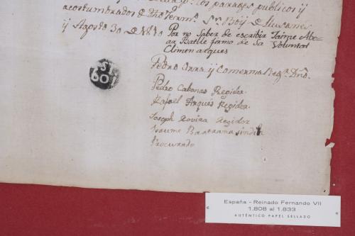 NOTARIAL DOCUMENT WITH THE STAMP OF FERDINAND VII, 1810.