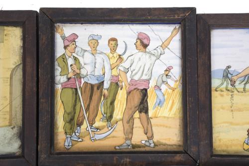 SIX CATALAN "DELS OFICIS" TILES, 20TH CENTURY.