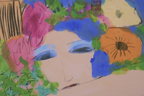 AFTER WALLASSE TING (20TH CENTURY). "WOMAN AND FLOWERS".