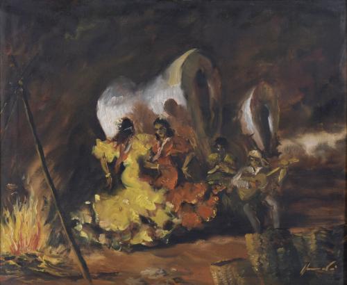 20TH CENTURY SPANISH SCHOOL. "GYPSY WOMEN DANCING".