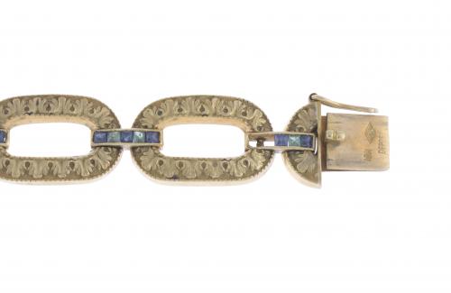 GEMSTONES LINKS BRACELET, EARLY 20TH CENTURY.