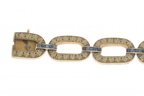 GEMSTONES LINKS BRACELET, EARLY 20TH CENTURY.