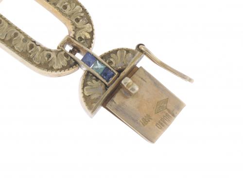 GEMSTONES LINKS BRACELET, EARLY 20TH CENTURY.