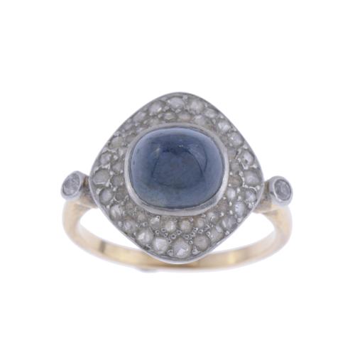 ART DECO RING WITH DIAMONDS AND SAPPHIRE.
