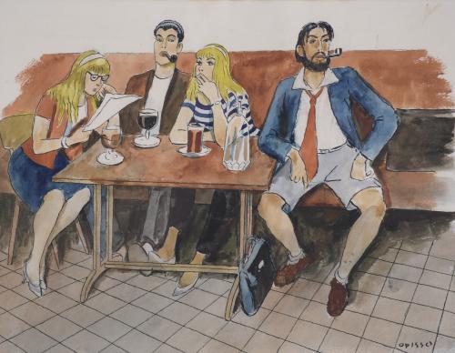 RICARD OPISSO (1880-1966). "YOUNG PEOPLE IN A BAR".