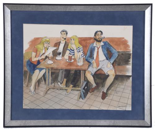 RICARD OPISSO (1880-1966). "YOUNG PEOPLE IN A BAR".