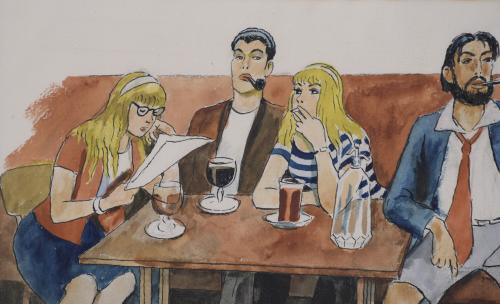 RICARD OPISSO (1880-1966). "YOUNG PEOPLE IN A BAR".