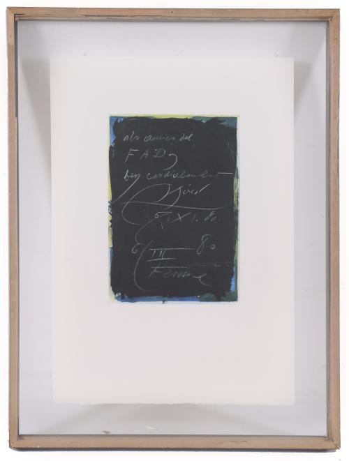JOAN MIRÓ (1893-1983). Dedicated lithograph "ALS AMICS DEL