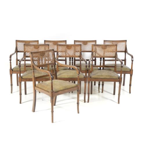 EIGHT CHAIRS, SHERATON STYLE, 20TH CENTURY.