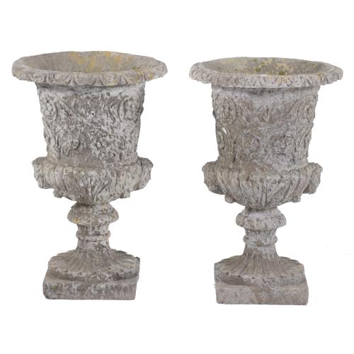PAIR OF SANDSTONE MEDICI GOBLETS, 20TH CENTURY.