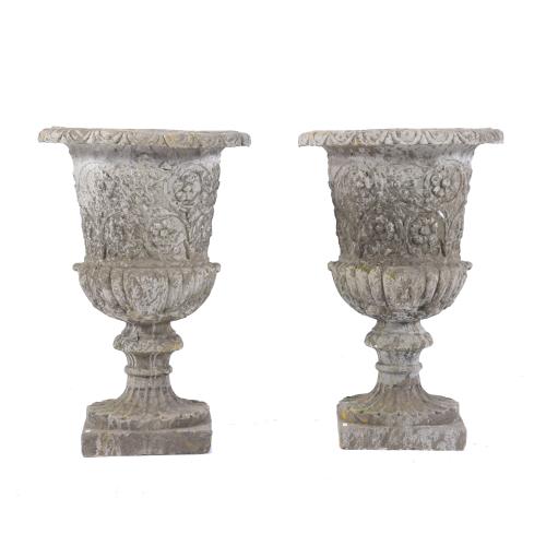 PAIR OF SANDSTONE MEDICI GOBLETS, 20TH CENTURY.
