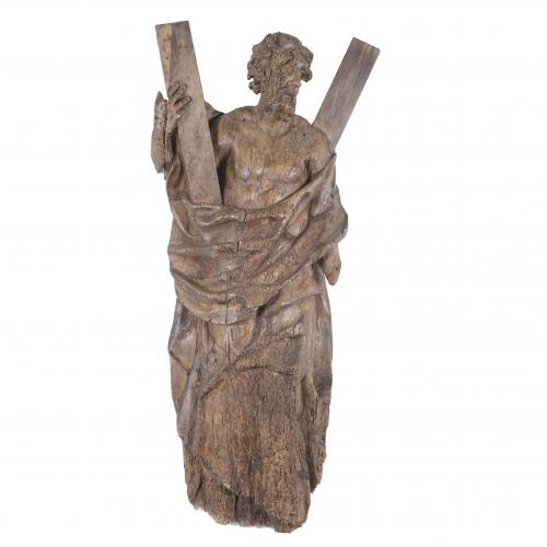 CASTILIAN SCHOOL, 17TH CENTURY. CARVING OF SAINT ANDREW.